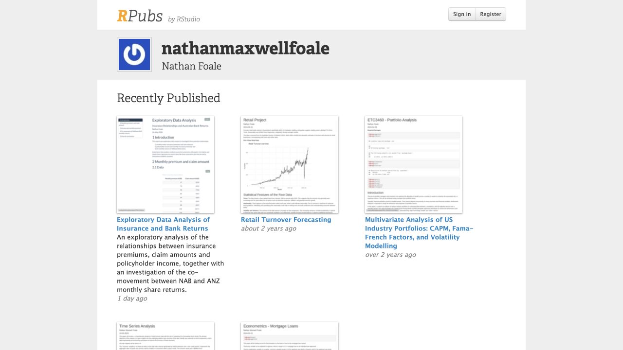 R Pubs quantitative analysis portfolio preview